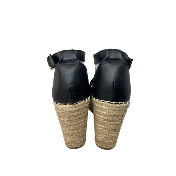 Steve Madden Heels Women's Size 9 Black Wedge Sandals Leather Jyia - Picture 4 of 10